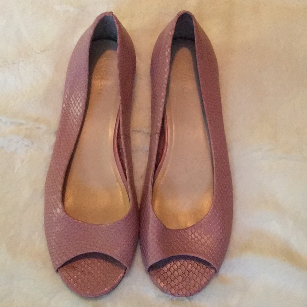Cole Haan blush pink peep toe flats, 8.5